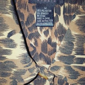 Animal print long sleeve button shirt side splits